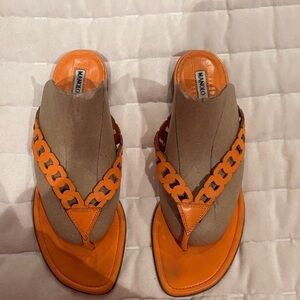Manolo Blahnik Orange Chain Sandals